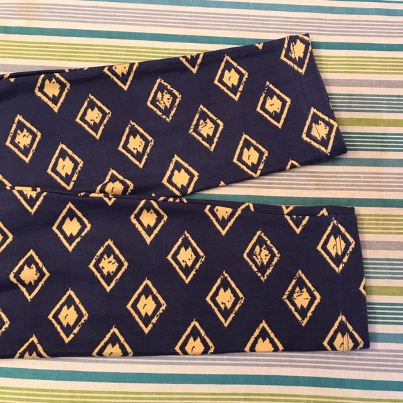 Lularoe Leggings Tights One Size Geometric Blue Yellow - Picture 9 of 10